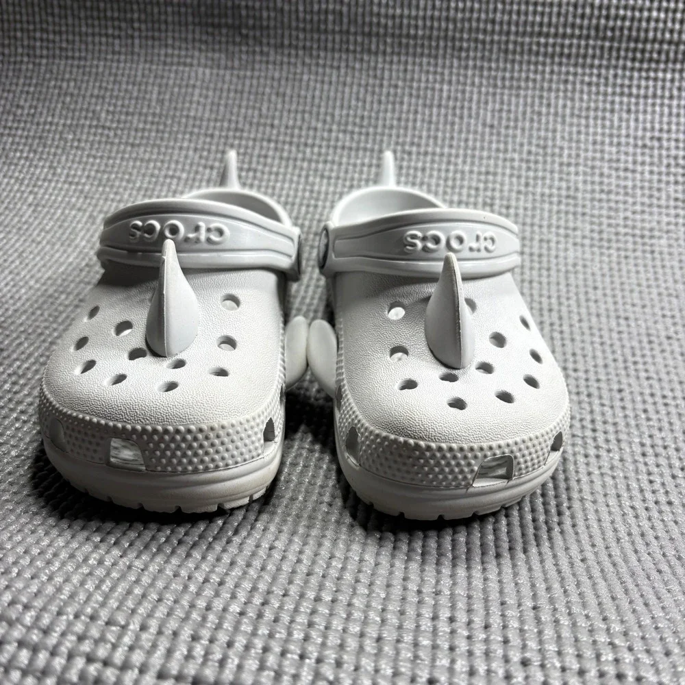 Crocs Clogs Kids Size C9 Grey Shark Classic Novelty Slip On Water Shoes Beach
